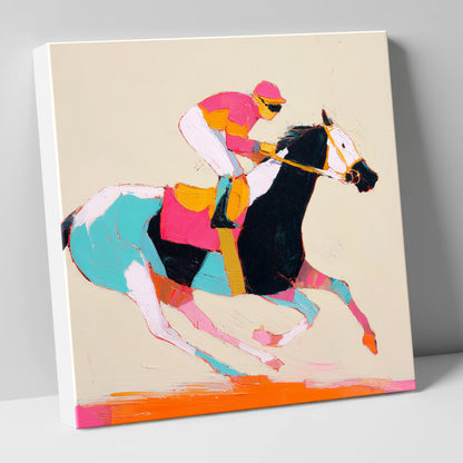 Technicolour Gallop racing horse canvas wall art