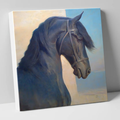 Noble Black Profile horse breed canvas wall art