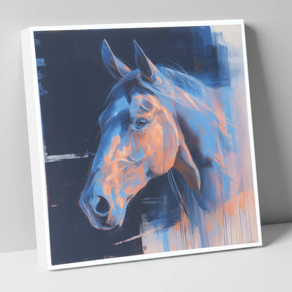 Cobalt and Copper Gaze horse portrait canvas wall art