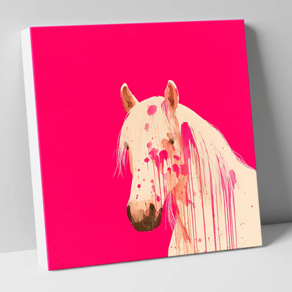 Modern Magenta Equine horse portrait canvas wall art