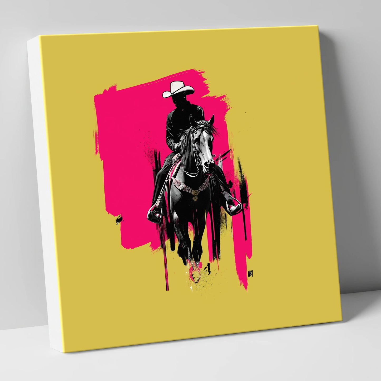 Magenta High Noon western horse canvas wall art