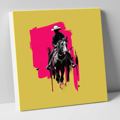 Magenta High Noon western horse canvas wall art