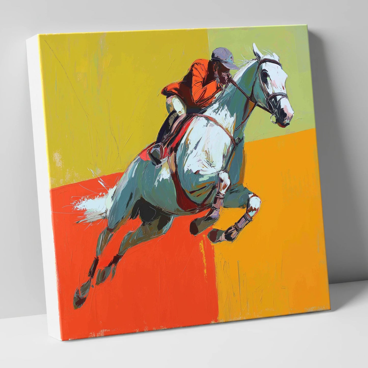 Momentum In Colour show jumping horse canvas wall art