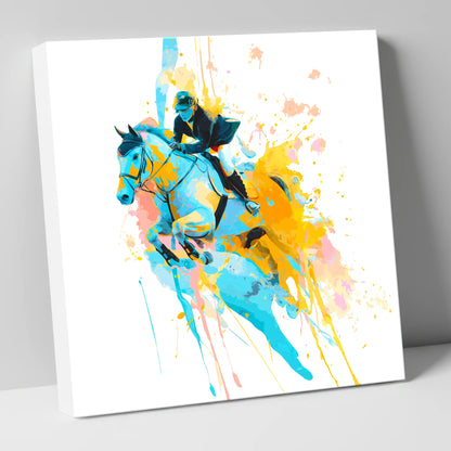 Airborne In Colour show jumping horse canvas wall art
