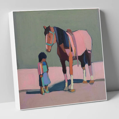 Quiet Connection horse & rider canvas wall art