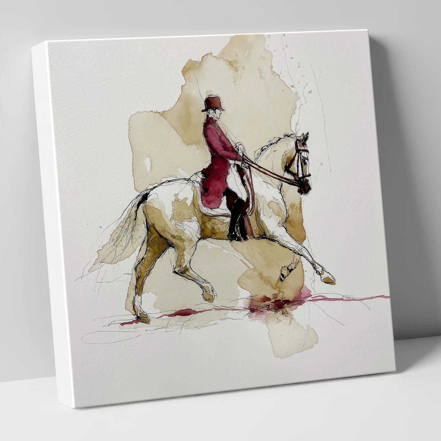 The Crimson Tailcoat dressage horse canvas wall art