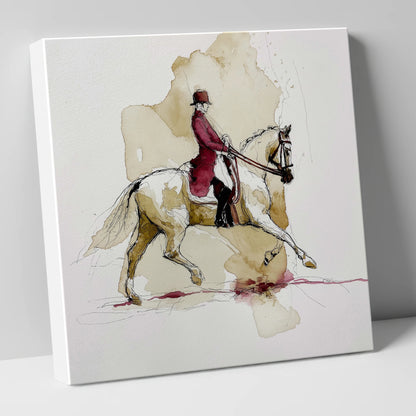 The Crimson Tailcoat dressage horse canvas wall art