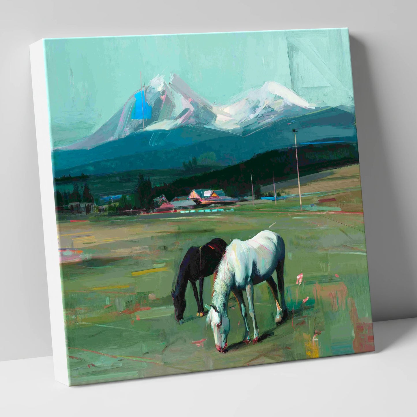Companions Beneath the Peak horse landscape canvas wall art