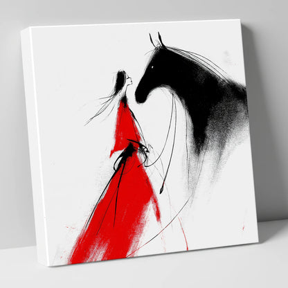 Scarlet and Shadow horse & rider canvas wall art