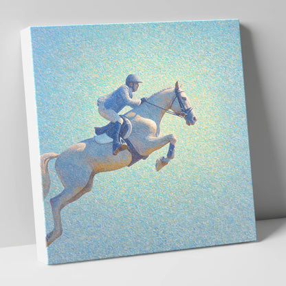 Luminous Ascent show jumping horse canvas wall art