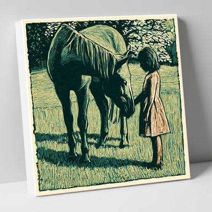 First Greetings horse & rider canvas wall art