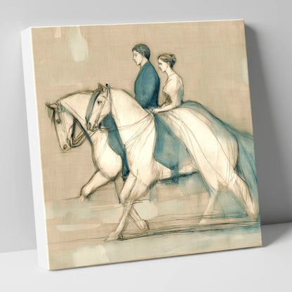 Quiet Companionship horse & rider canvas wall art