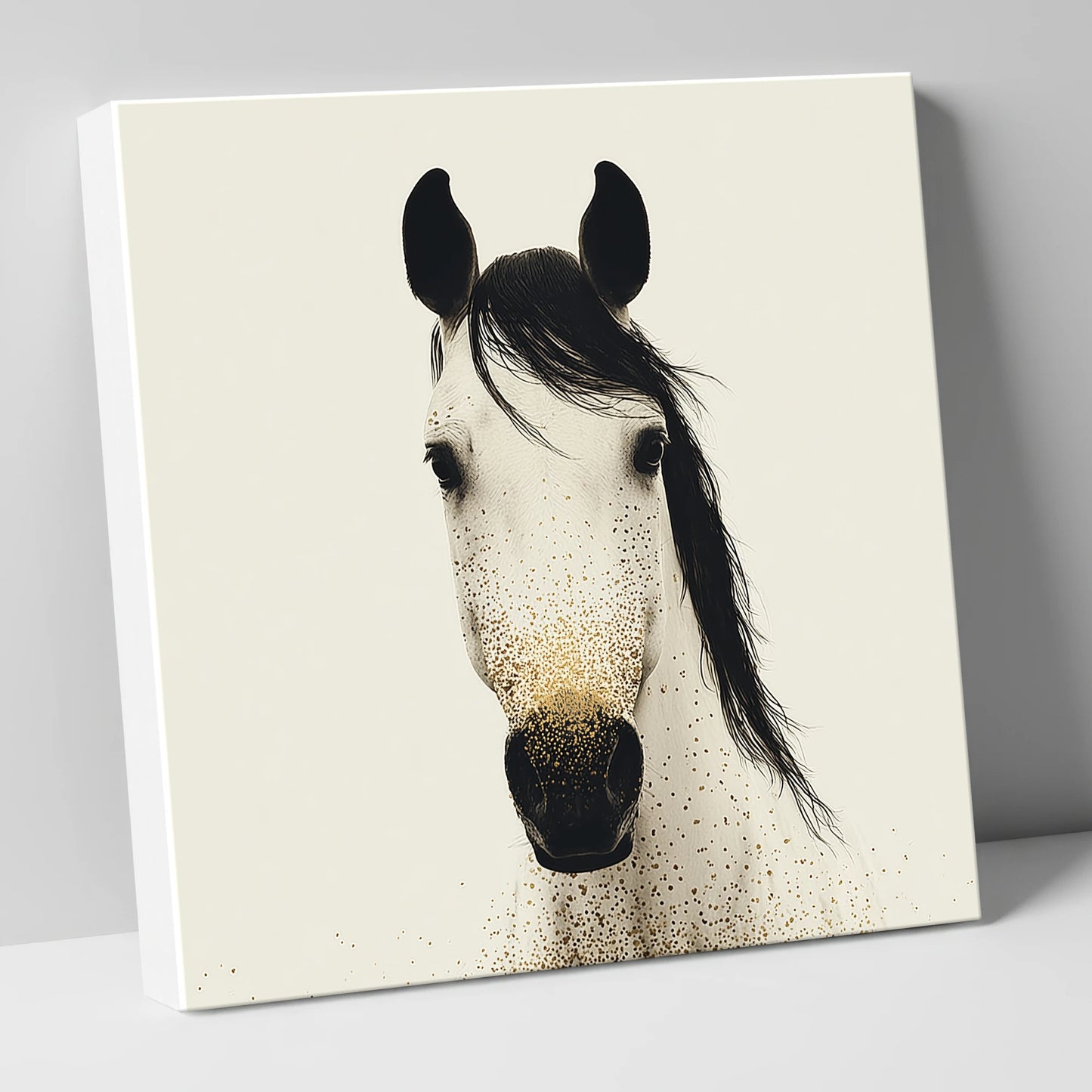 Gilded Equine Gaze horse portrait canvas wall art