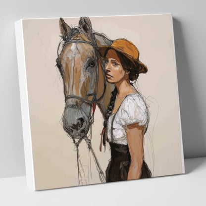 Unspoken Bond horse & rider canvas wall art