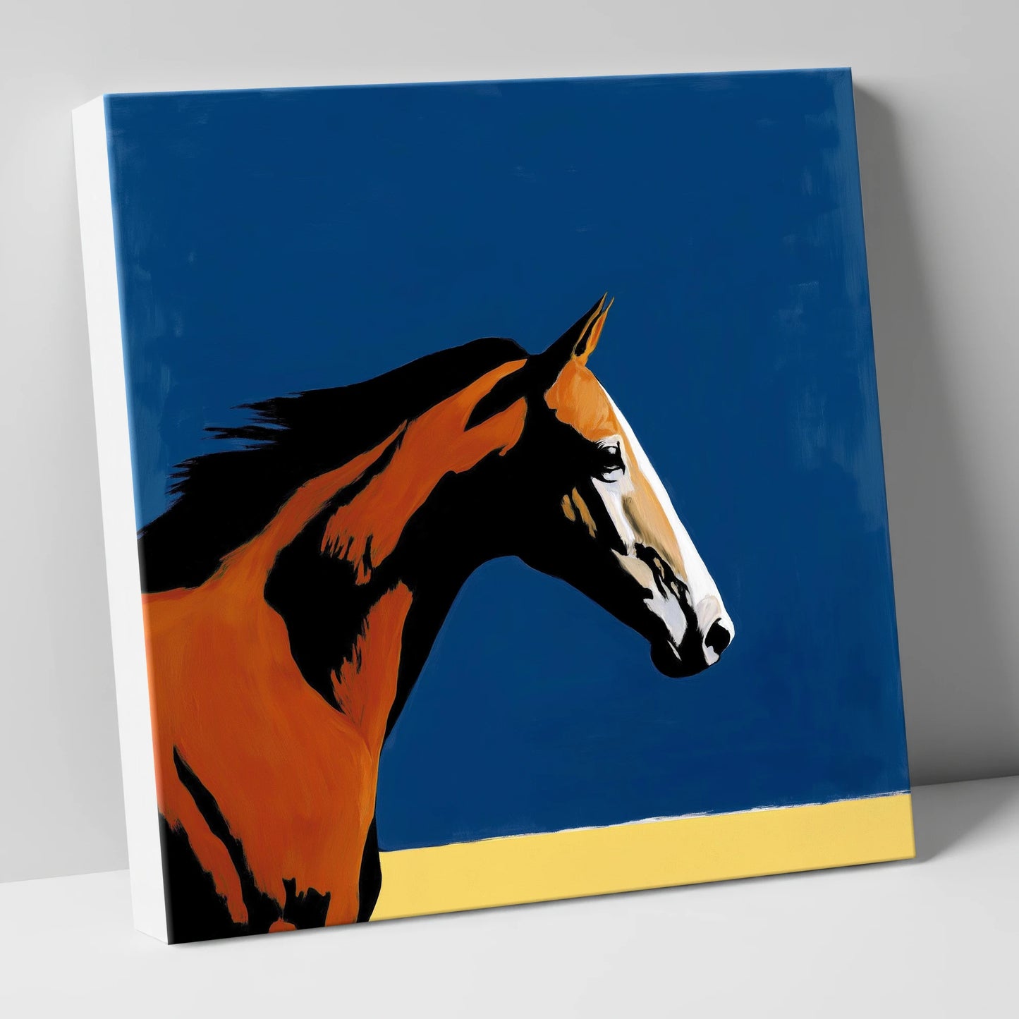 Vibrant Bay Gallop racing horse canvas wall art
