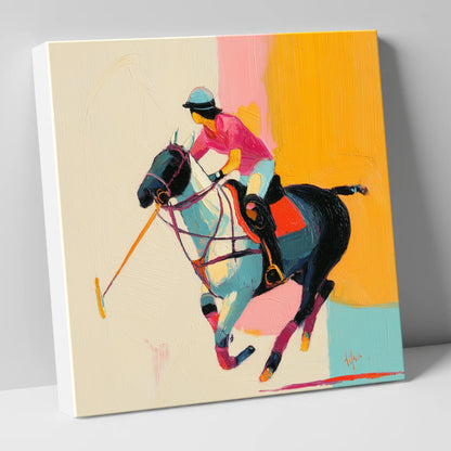 Vibrant Polo Strike polo horse canvas wall art