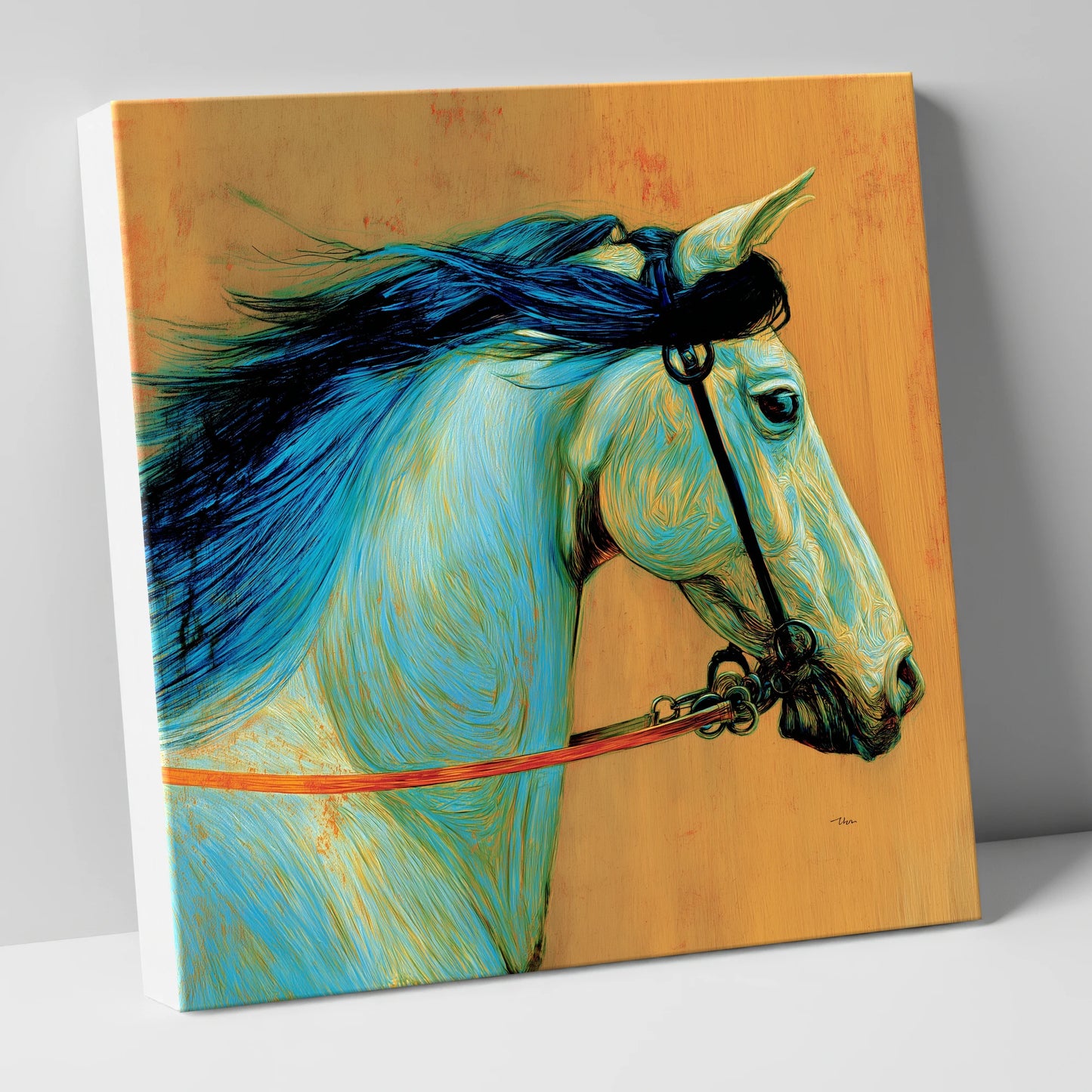Cerulean Spirit horse portrait canvas wall art