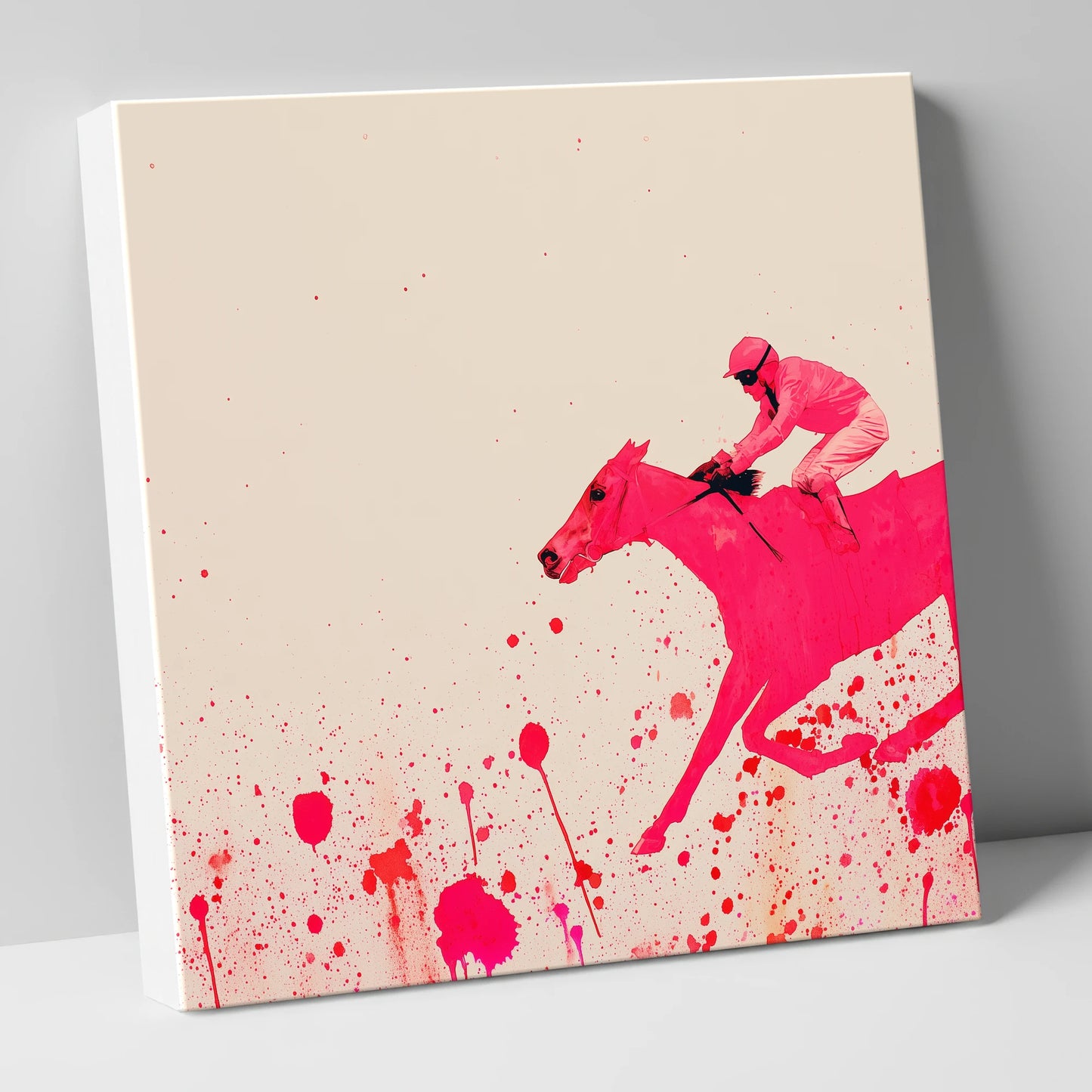 Velocity in Magenta racing horse canvas wall art