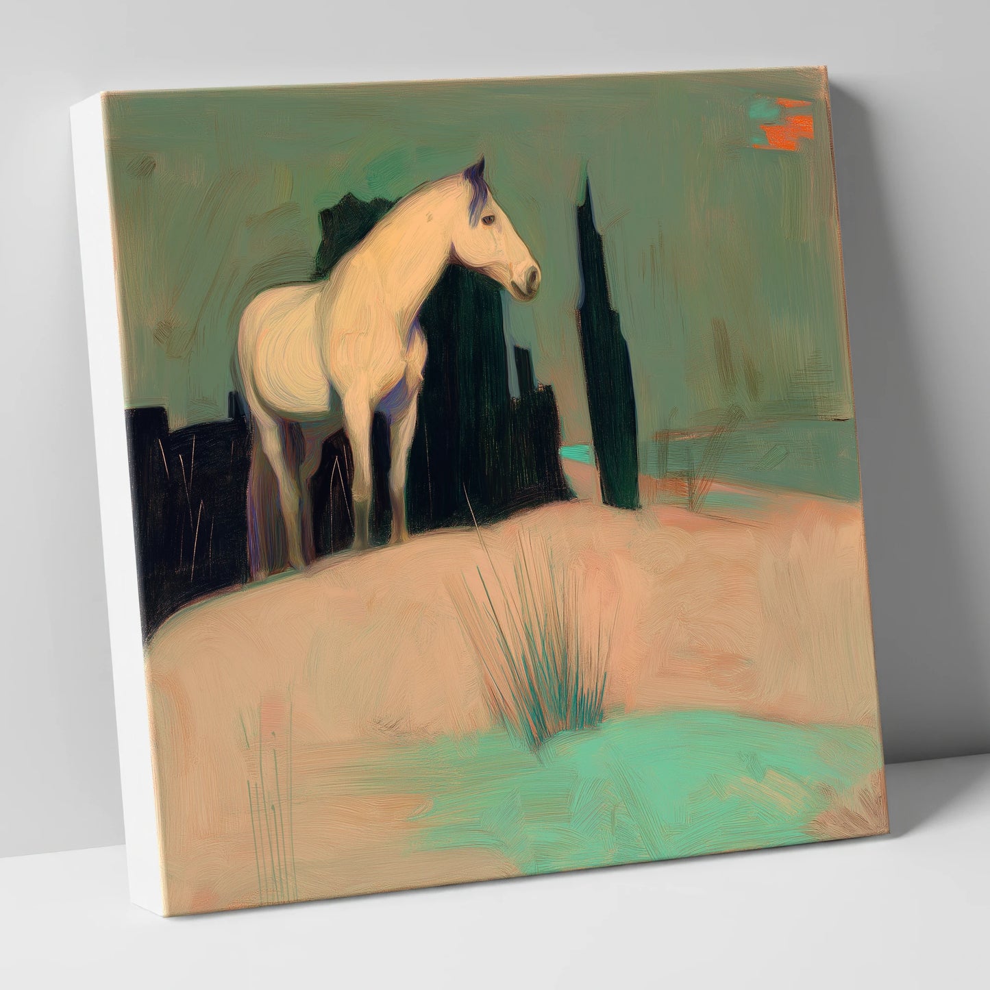 Dusk in the Cypress Grove horse landscape canvas wall art