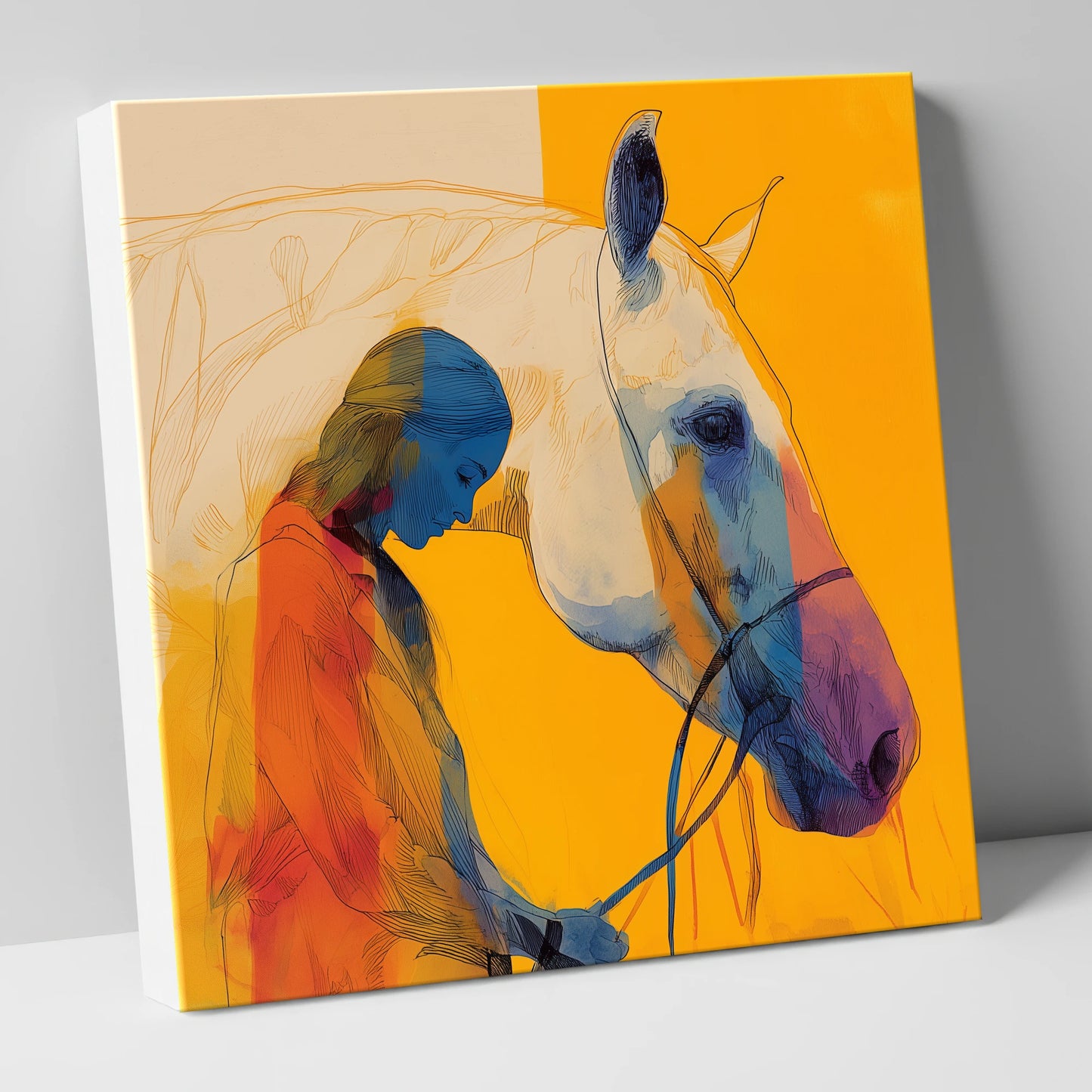 Vibrant Connection horse & rider canvas wall art