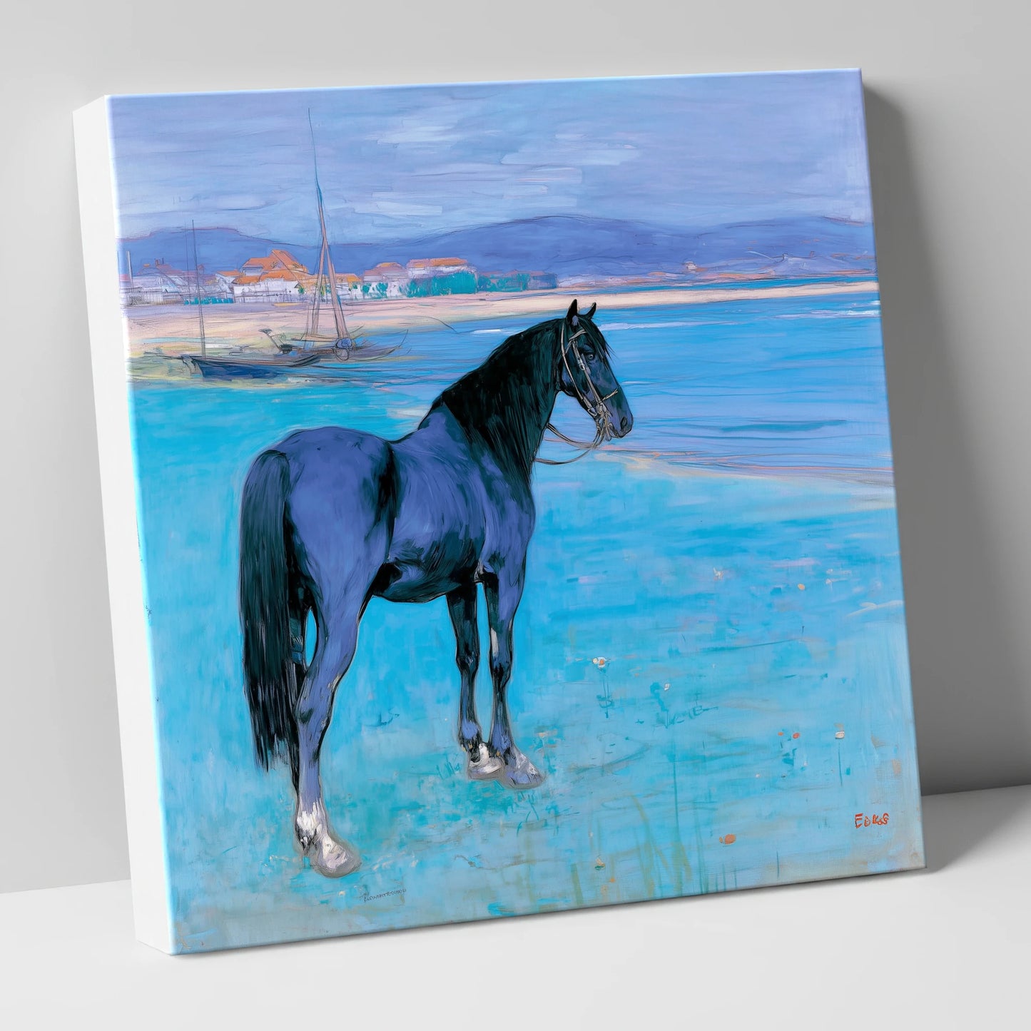 Azure Coast Equine horse landscape canvas wall art