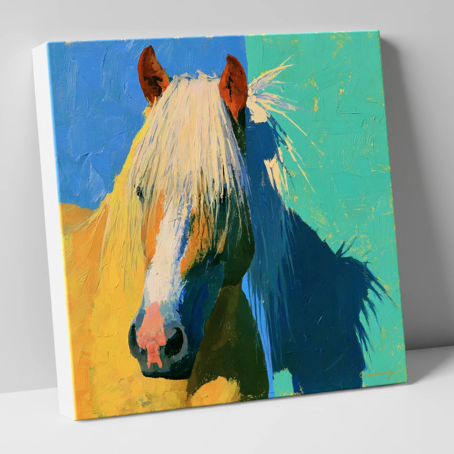 Vibrant Palomino Horse Portrait horse breed canvas wall art