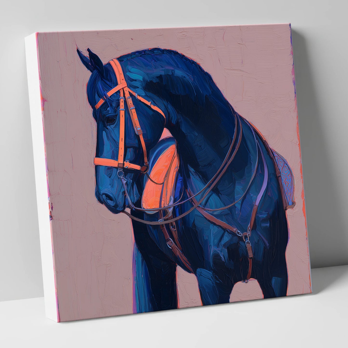 Vibrant Indigo Profile horse breed canvas wall art