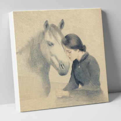 The Silent Bond horse & rider canvas wall art
