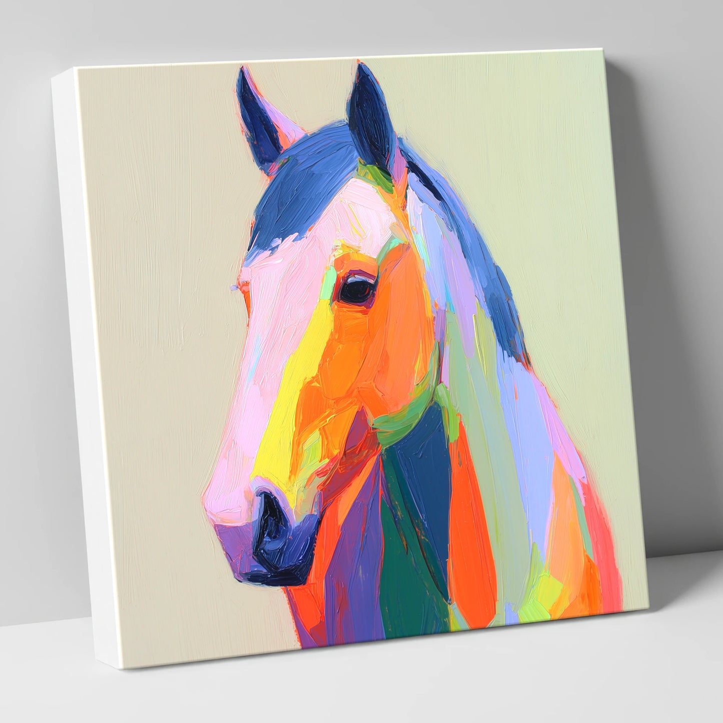 Vivid Technicolour Spirit horse portrait canvas wall art