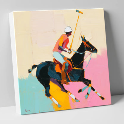 The Vibrant Chukka polo horse canvas wall art