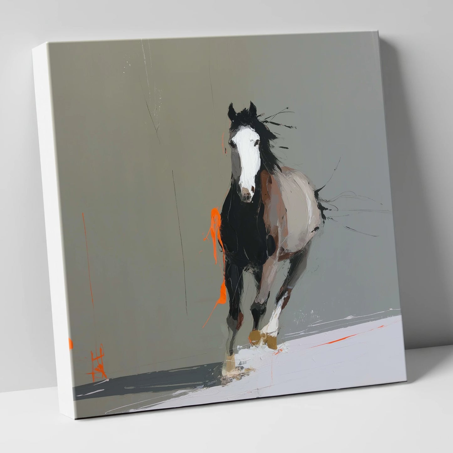 Striking Forward Impulse horse portrait canvas wall art