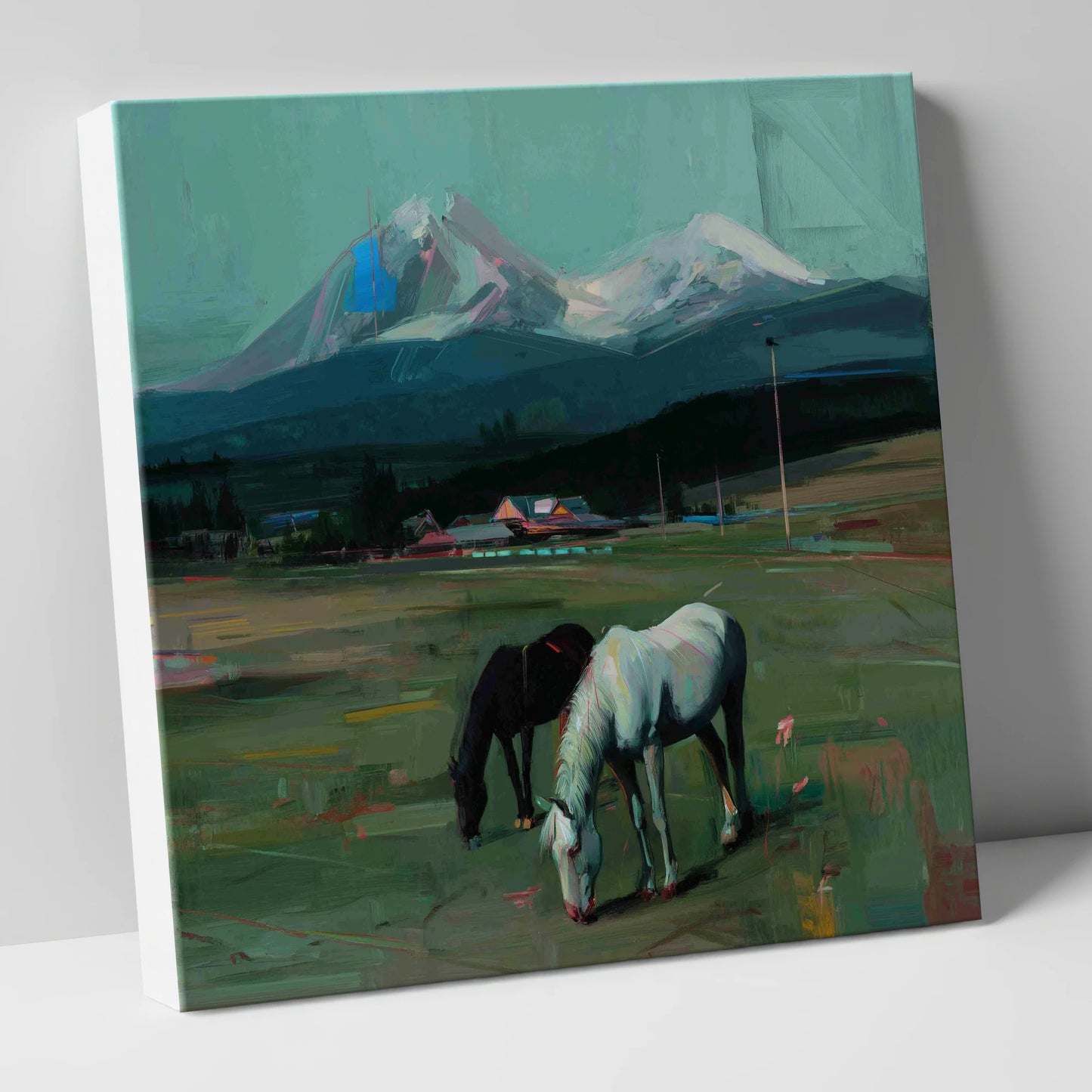 Companions Beneath the Peak horse landscape canvas wall art