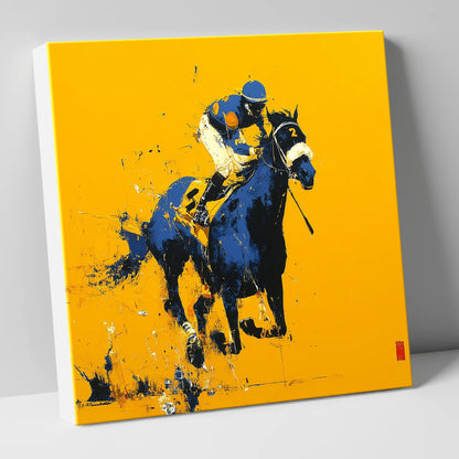Cobalt Gallop racing horse canvas wall art
