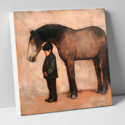 A Quiet Understanding horse & rider canvas wall art