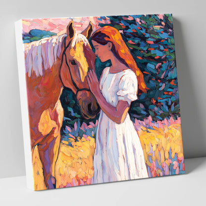 A Quiet Connection horse & rider canvas wall art