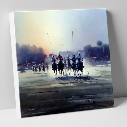 Thundering Polo Charge polo horse canvas wall art
