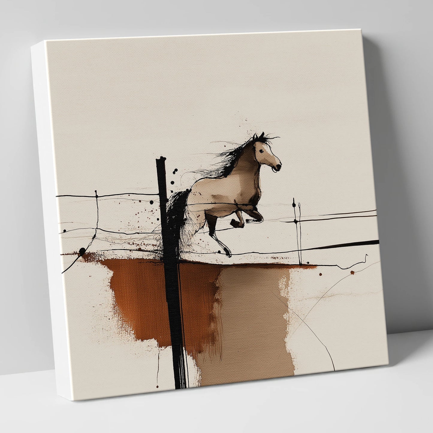 Clearing the Boundary show jumping horse canvas wall art
