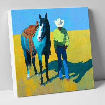 Vibrant High Plains Companion western horse canvas wall art