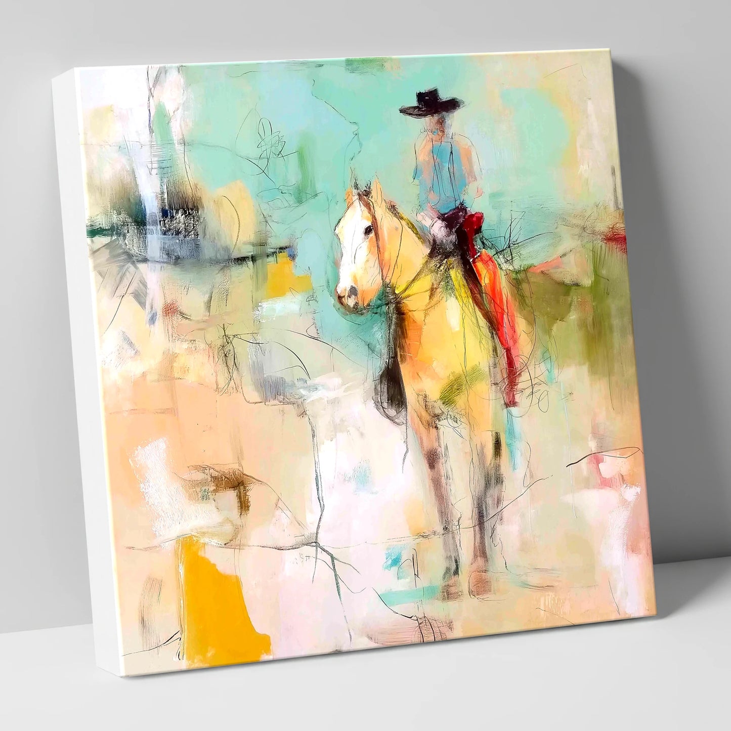 Painted Western Silhouette western horse canvas wall art