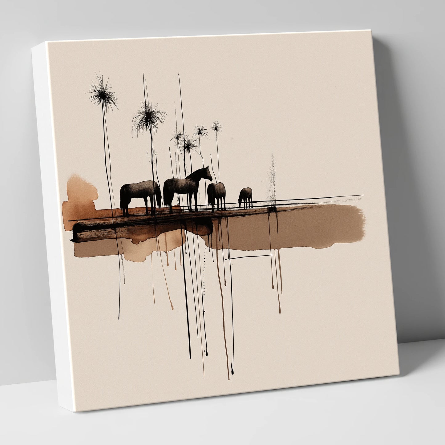 Silent Gathering at Dusk wild horses canvas wall art