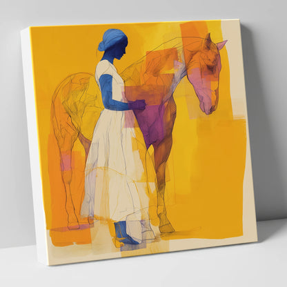 Structured Harmony horse & rider canvas wall art