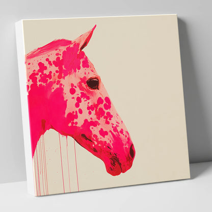 Vibrant Magenta Profile horse portrait canvas wall art