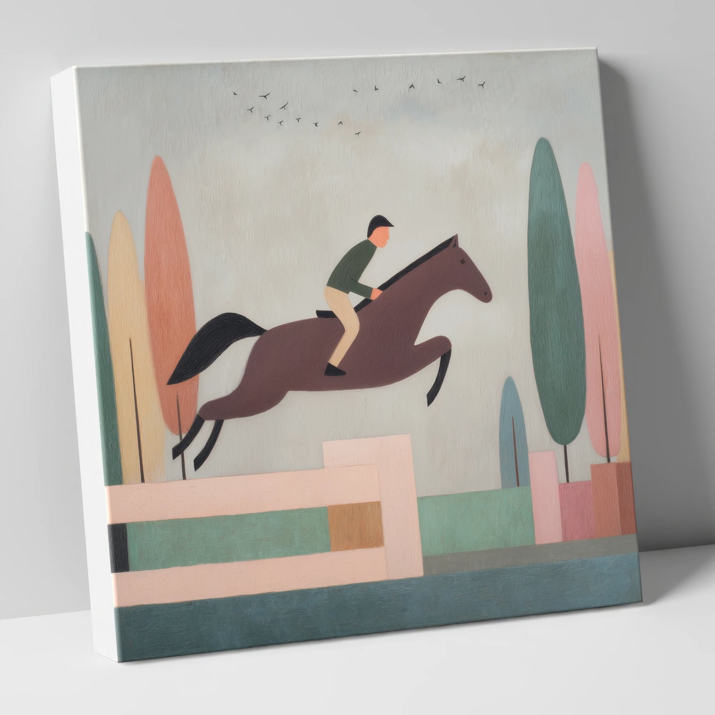 Nostalgic Clear Round show jumping horse canvas wall art