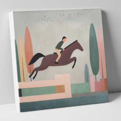 Nostalgic Clear Round show jumping horse canvas wall art