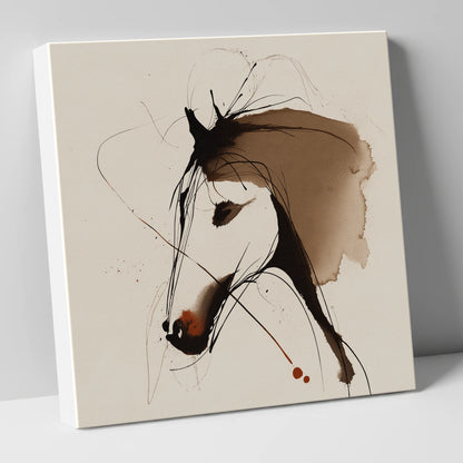 Fluid Sepia Equine Profile horse portrait canvas wall art