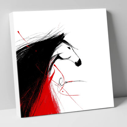 Crimson Spirit Silhouette horse portrait canvas wall art
