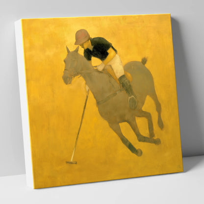 Golden Chukka polo horse canvas wall art