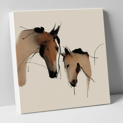 Gentle Kinship mare & foal canvas wall art