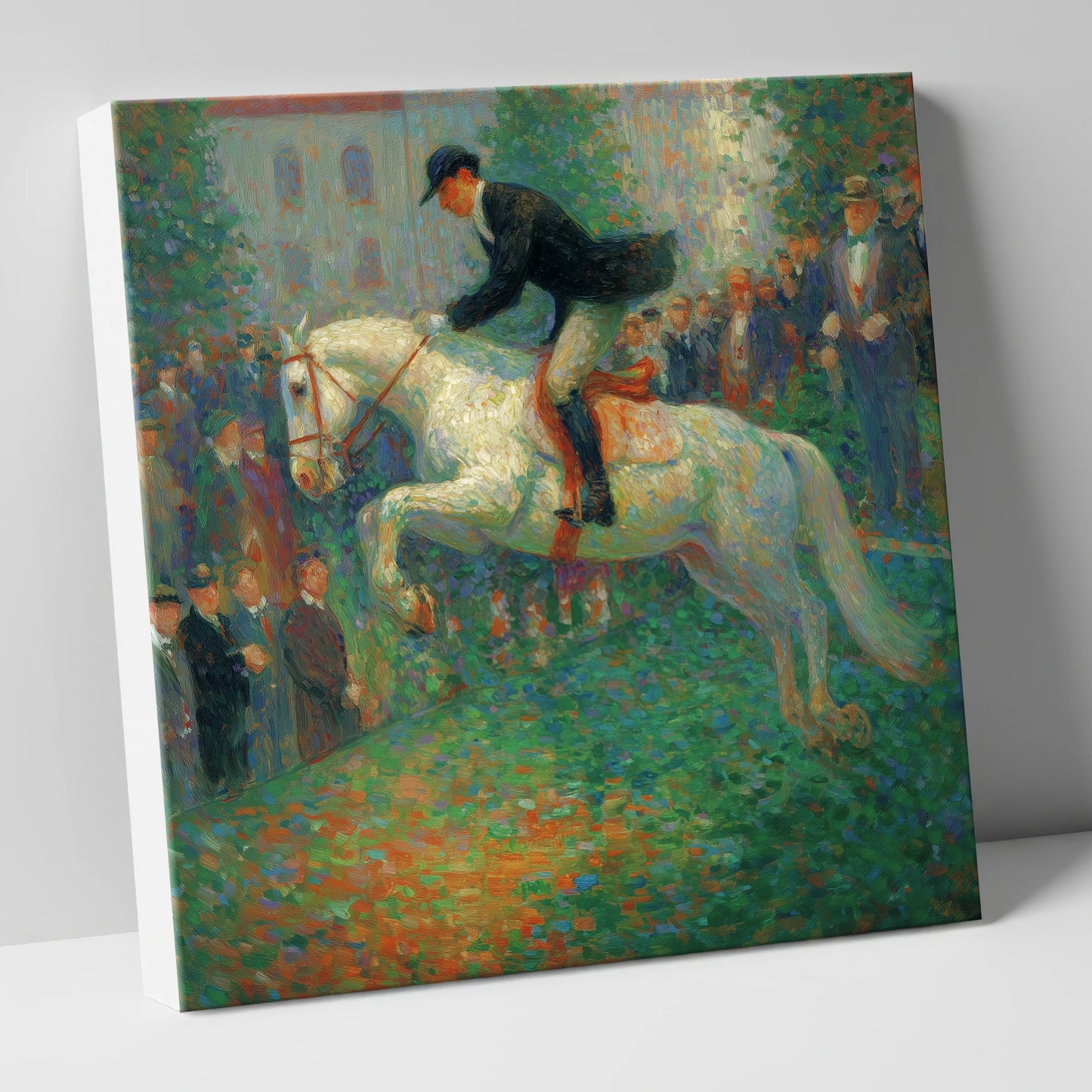 The Luminous Leap show jumping horse canvas wall art