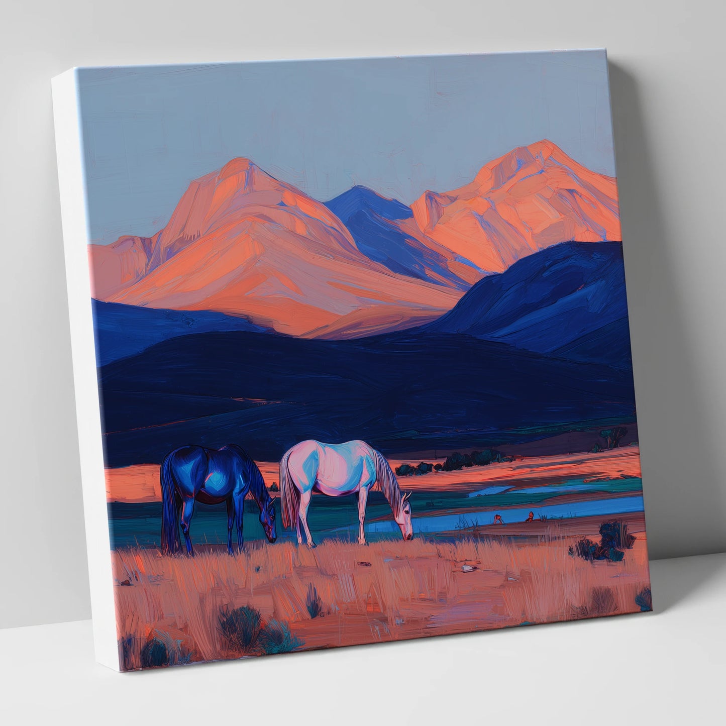 Dusk Mountain Pasture horse landscape canvas wall art